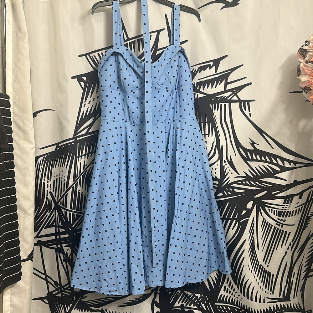 Vixen by Micheline Pitt maneate Light Blue Polka Dot Dress